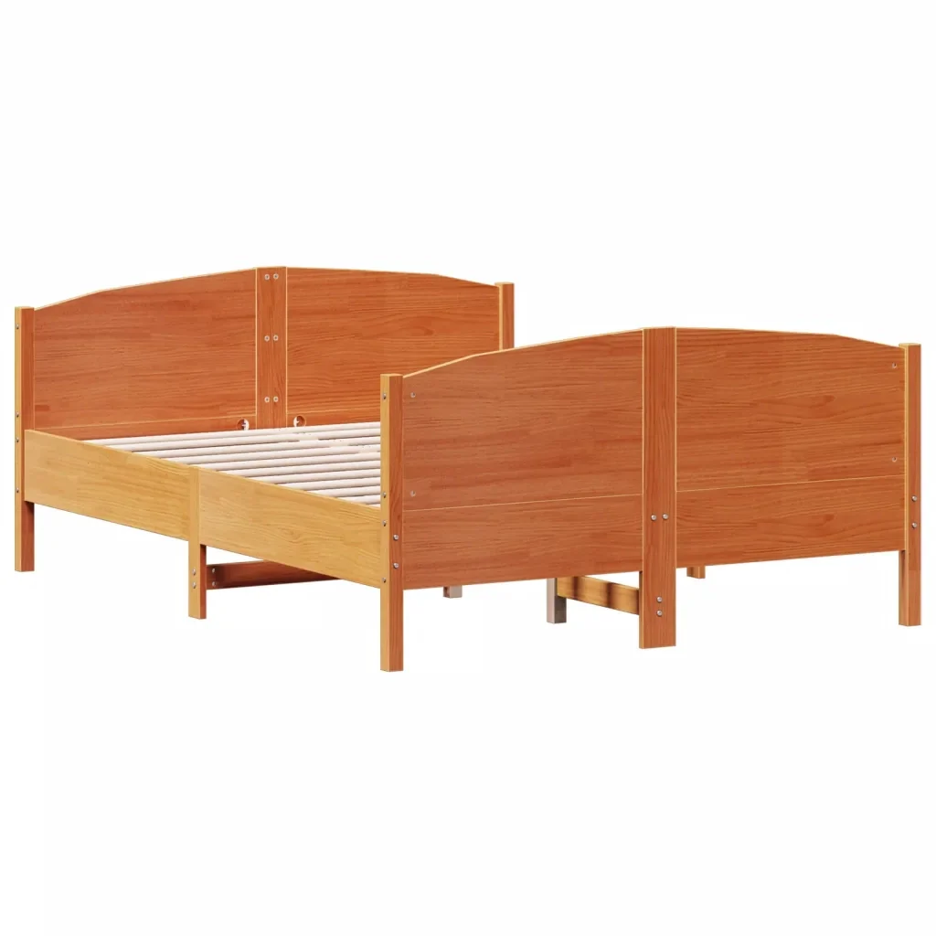 Letto matrimoniale | Letto per adulti | Giroletto senza Materasso Marrone Cera 120x200 cm Legno di Pino - Image 4