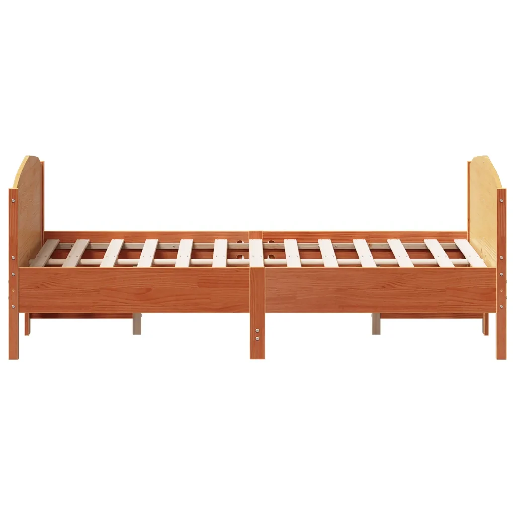 Letto matrimoniale | Letto per adulti | Giroletto senza Materasso Marrone Cera 120x200 cm Legno di Pino - Image 5