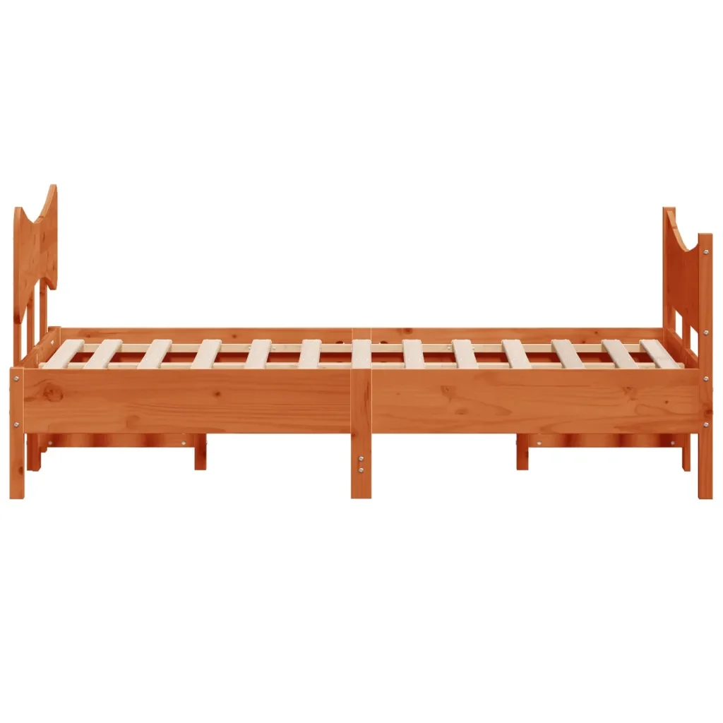 Letto matrimoniale | Letto per adulti | Giroletto senza Materasso Marrone Cera 120x200 cm Legno di Pino - Image 5