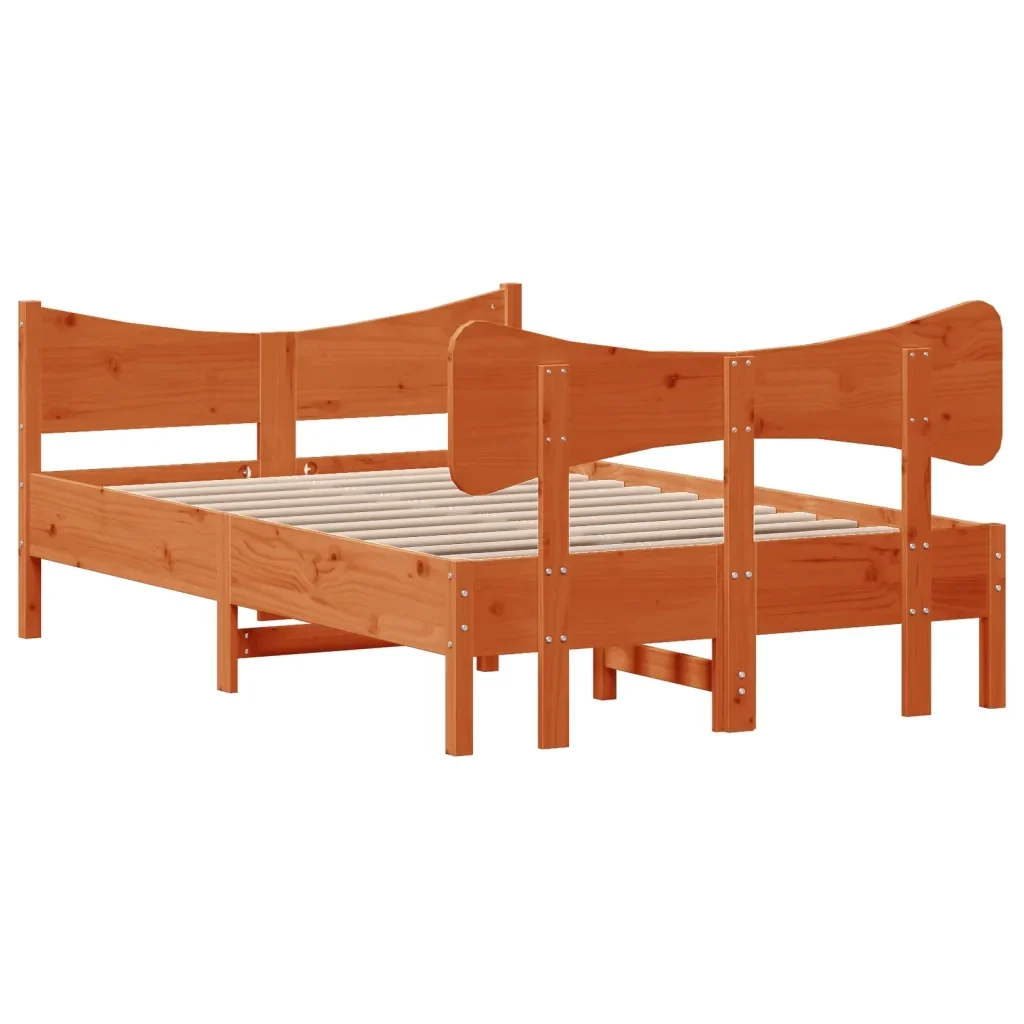 Letto matrimoniale | Letto per adulti | Giroletto senza Materasso Marrone Cera 120x200 cm Legno di Pino - Image 6