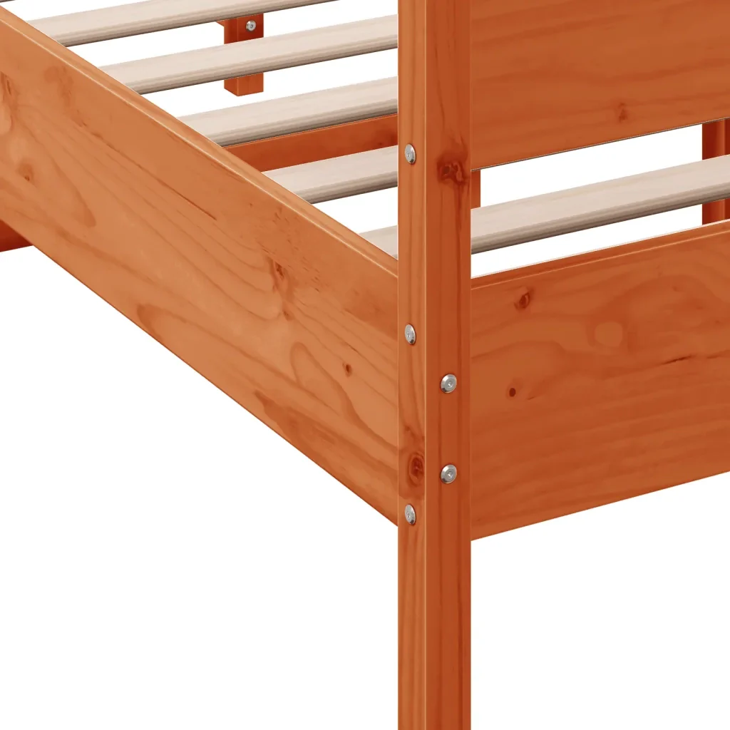 Letto matrimoniale | Letto per adulti | Giroletto senza Materasso Marrone Cera 120x200 cm Legno di Pino - Image 7