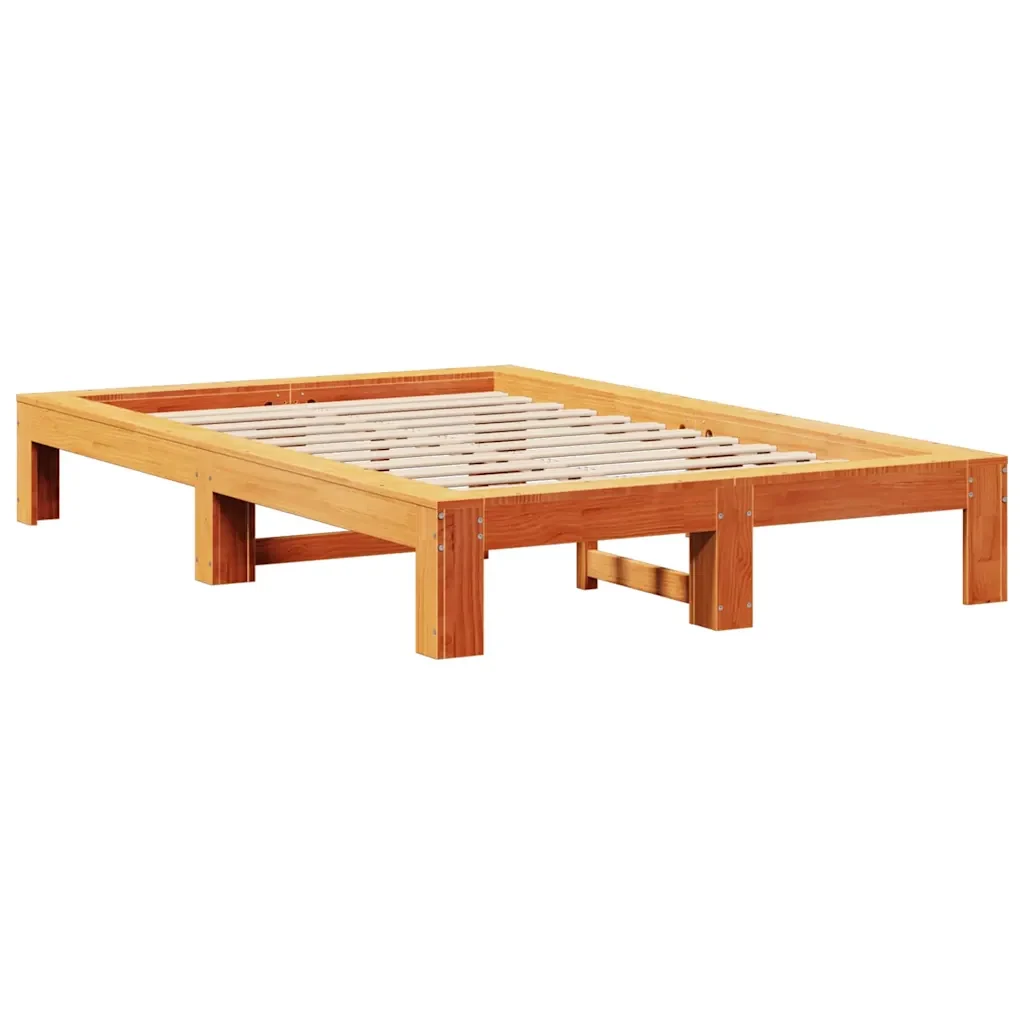 Letto matrimoniale | Letto per adulti | Giroletto senza Materasso Marrone Cera 120x200 cm Legno di Pino - Image 5