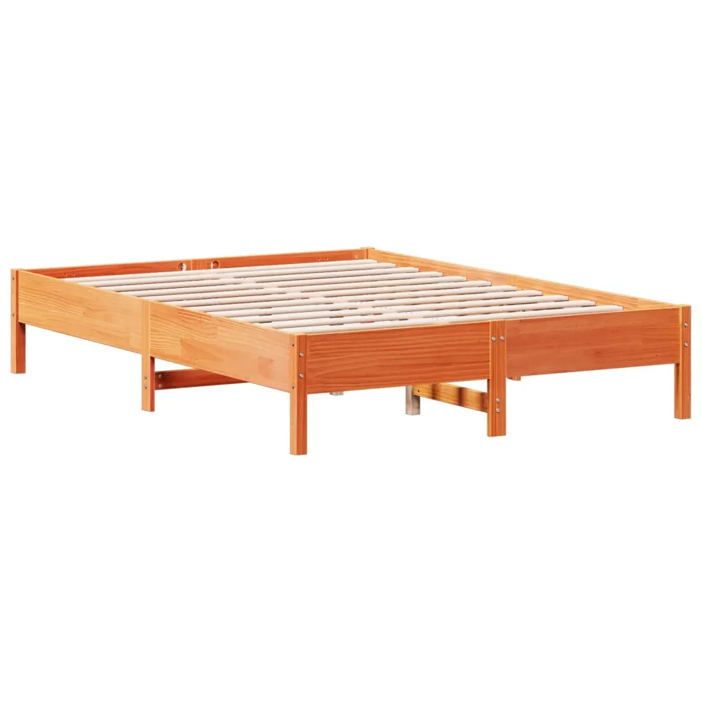 Letto matrimoniale | Letto per adulti | Giroletto senza Materasso Marrone Cera 120x200 cm Legno di Pino - Image 5