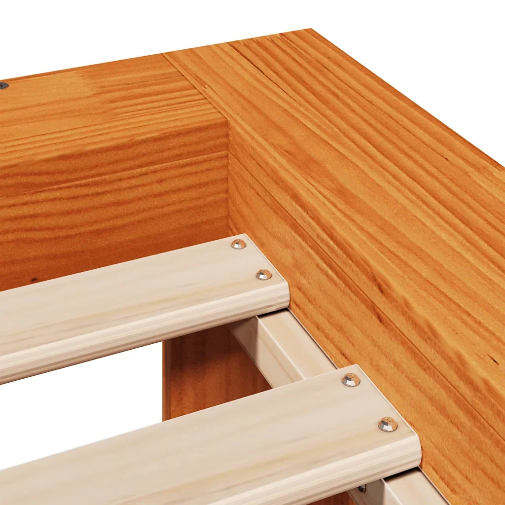 Letto matrimoniale | Letto per adulti | Giroletto senza Materasso Marrone Cera 135x190 cm Legno di Pino - Image 10