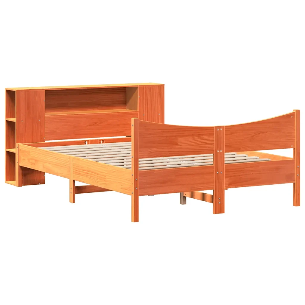 Letto matrimoniale | Letto per adulti | Giroletto senza Materasso Marrone Cera 140x200cm Massello Pino - Image 3