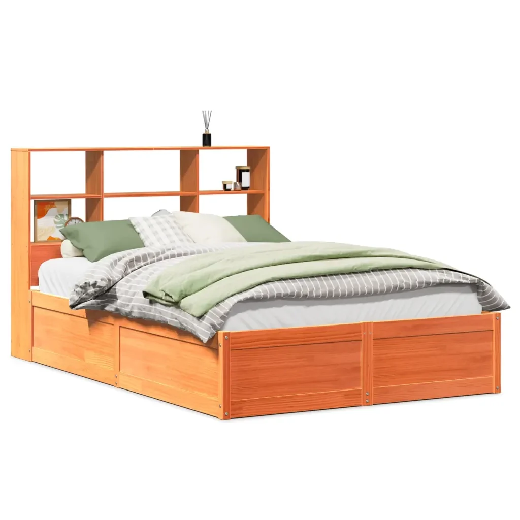 Letto matrimoniale | Letto per adulti | Giroletto senza Materasso Marrone Cera 140x200cm Massello Pino