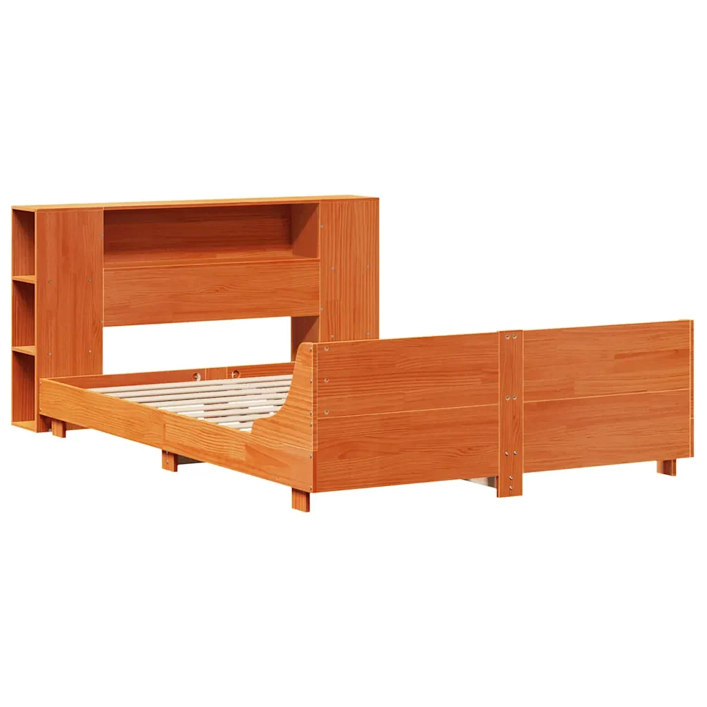 Letto matrimoniale | Letto per adulti | Giroletto senza Materasso Marrone Cera 140x200cm Massello Pino - Image 4