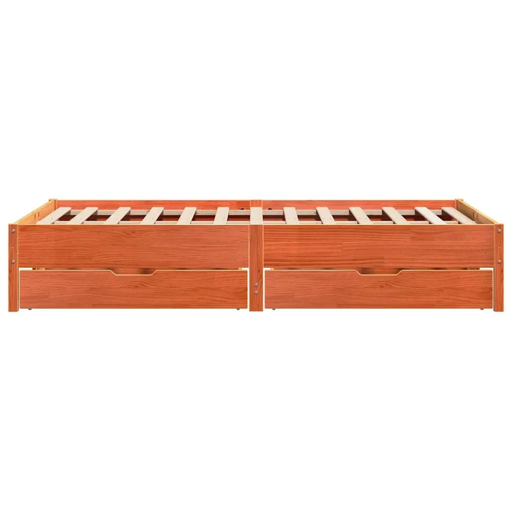Letto matrimoniale | Letto per adulti | Giroletto senza Materasso Marrone Cera 140x200cm Massello Pino - Image 7