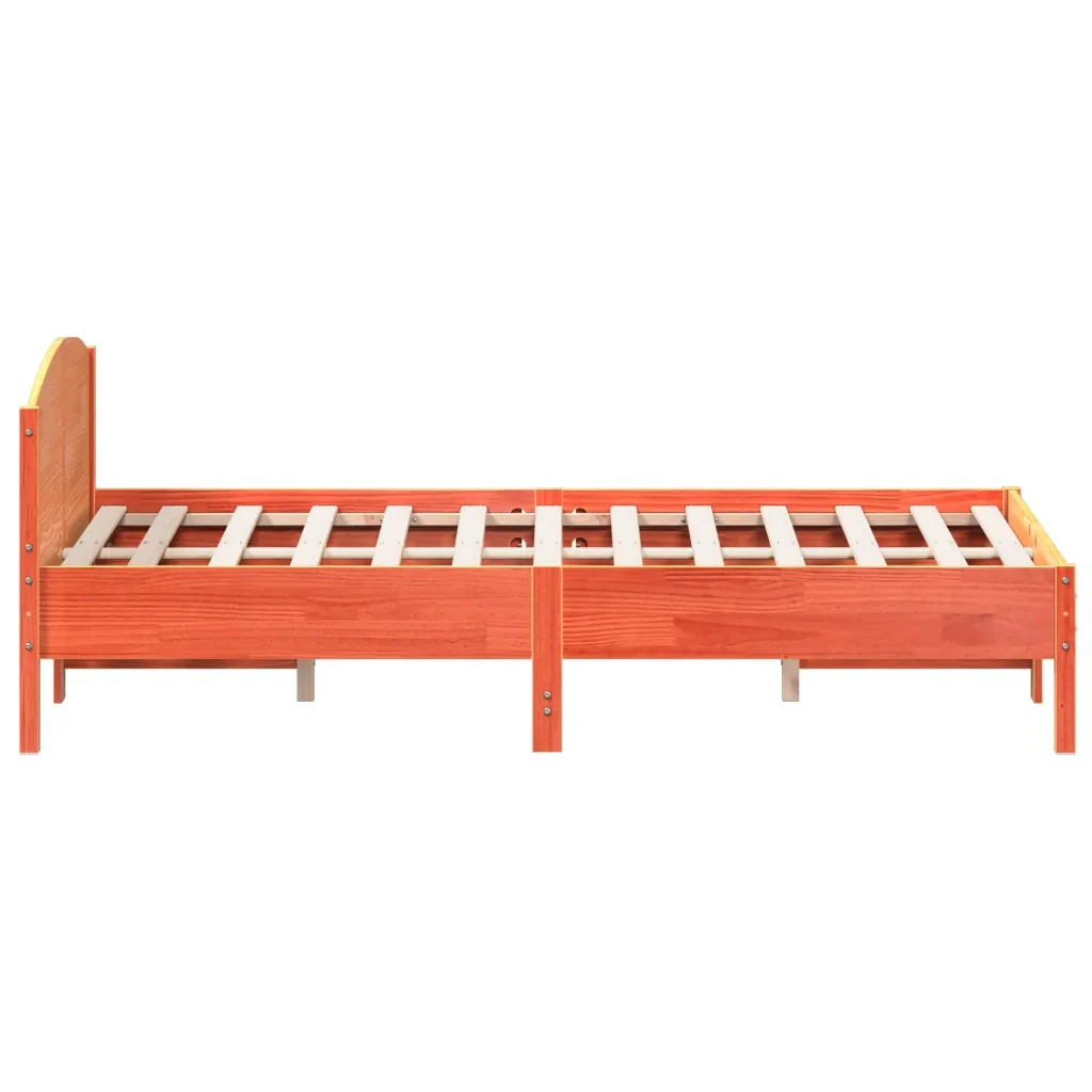 Letto matrimoniale | Letto per adulti | Giroletto senza Materasso Marrone Cera 140x200cm Massello Pino - Image 5
