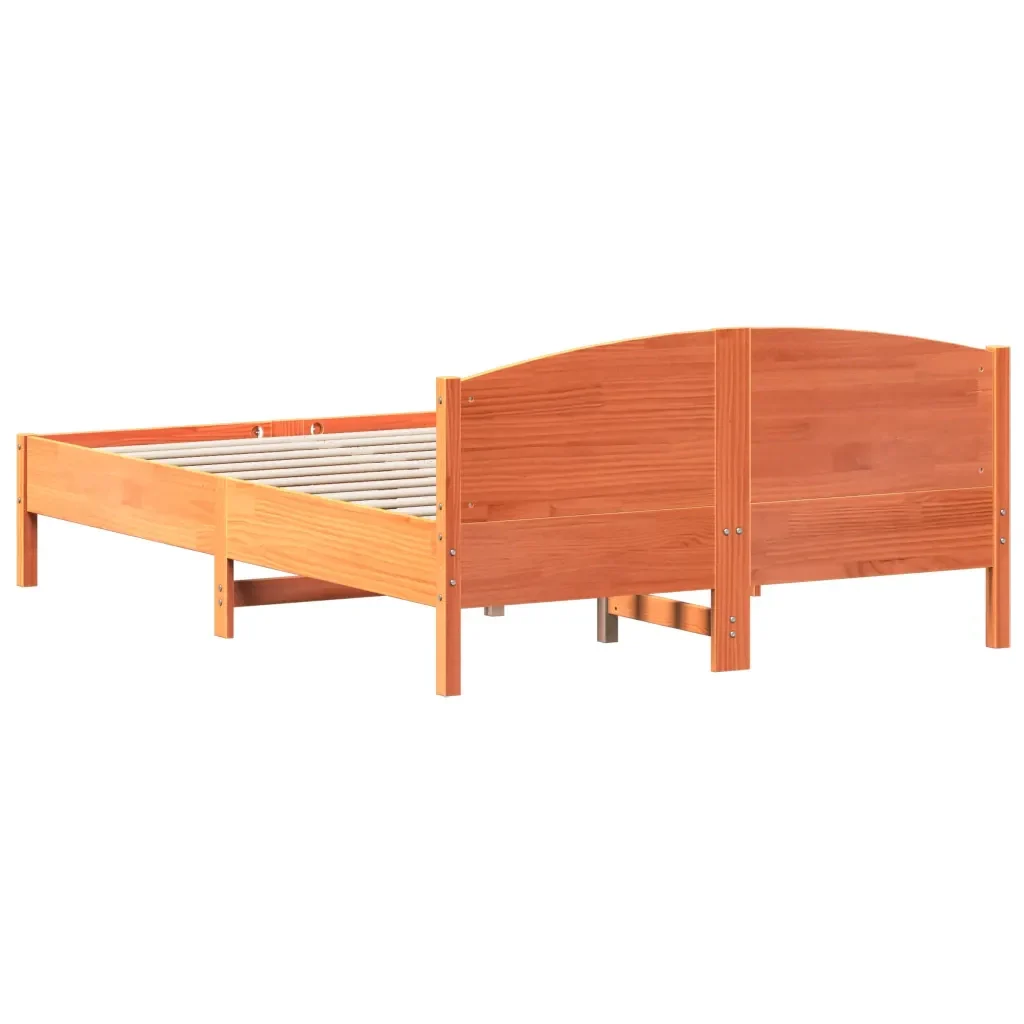 Letto matrimoniale | Letto per adulti | Giroletto senza Materasso Marrone Cera 140x200cm Massello Pino - Image 6