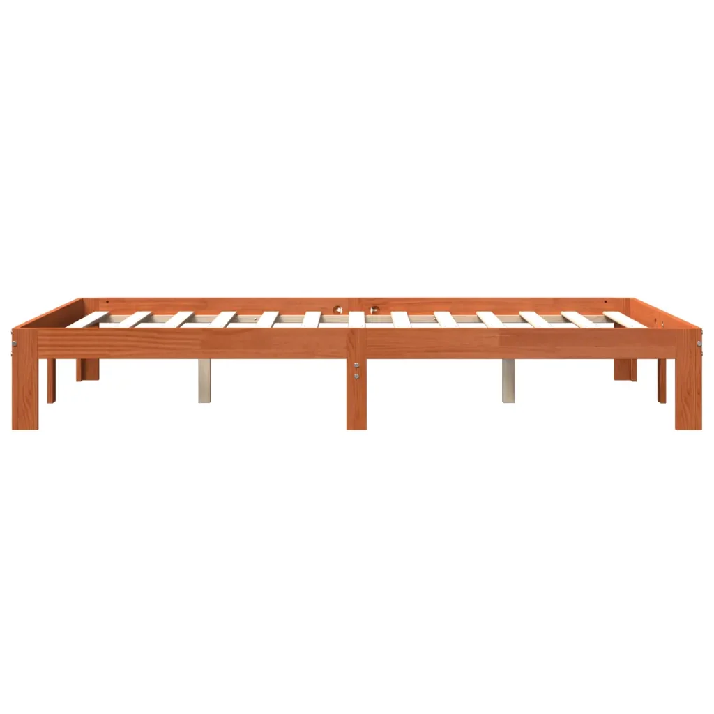 Letto matrimoniale | Letto per adulti | Giroletto senza Materasso Marrone Cera 140x200cm Massello Pino - Image 5