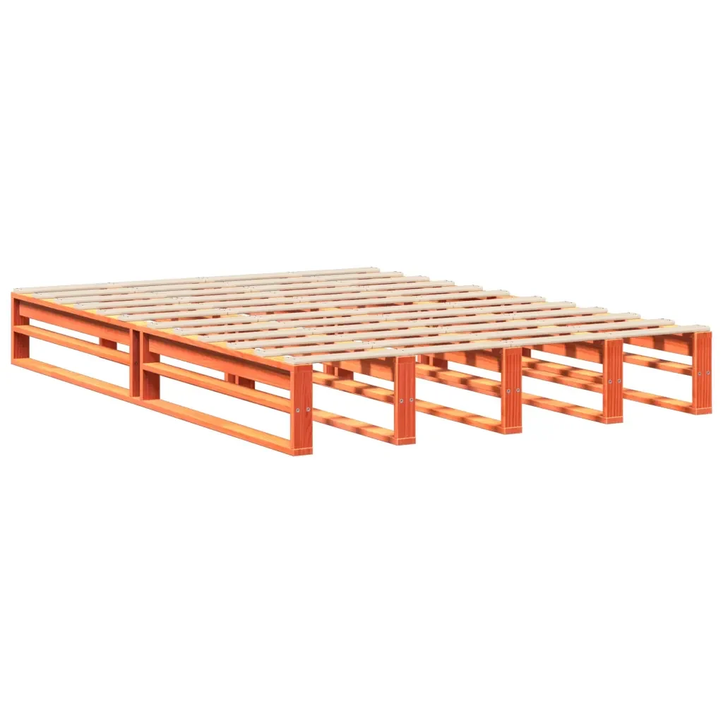 Letto matrimoniale | Letto per adulti | Giroletto senza Materasso Marrone Cera 140x200cm Massello Pino - Image 4