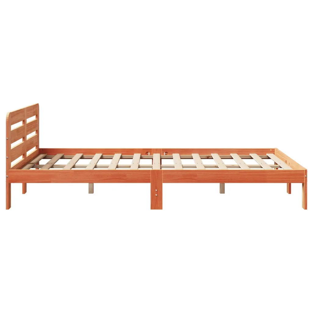 Letto matrimoniale | Letto per adulti | Giroletto senza Materasso Marrone Cera 140x200cm Massello Pino - Image 5