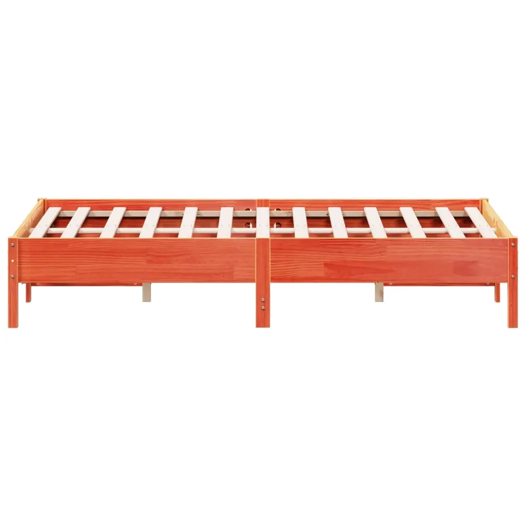 Letto matrimoniale | Letto per adulti | Giroletto senza Materasso Marrone Cera 140x200cm Massello Pino - Image 5