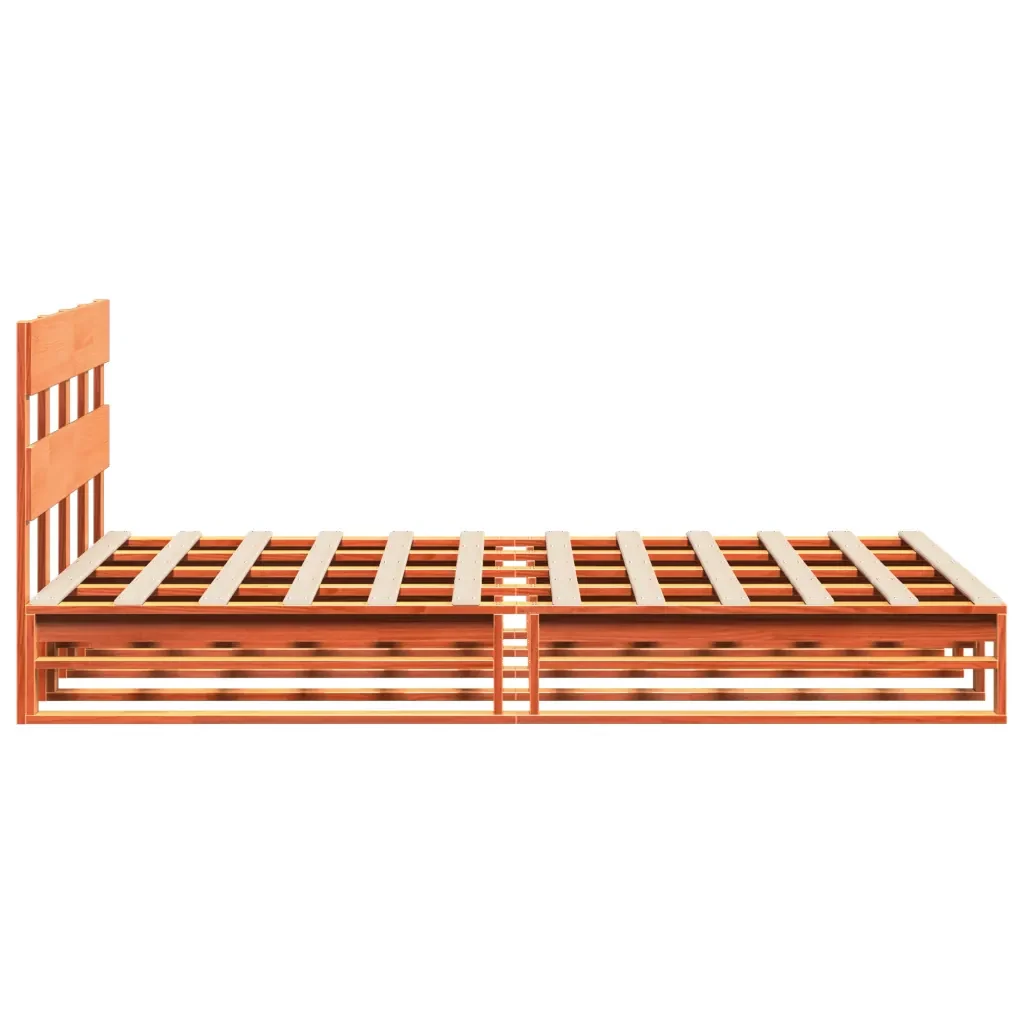 Letto matrimoniale | Letto per adulti | Giroletto senza Materasso Marrone Cera 140x200cm Massello Pino - Image 7