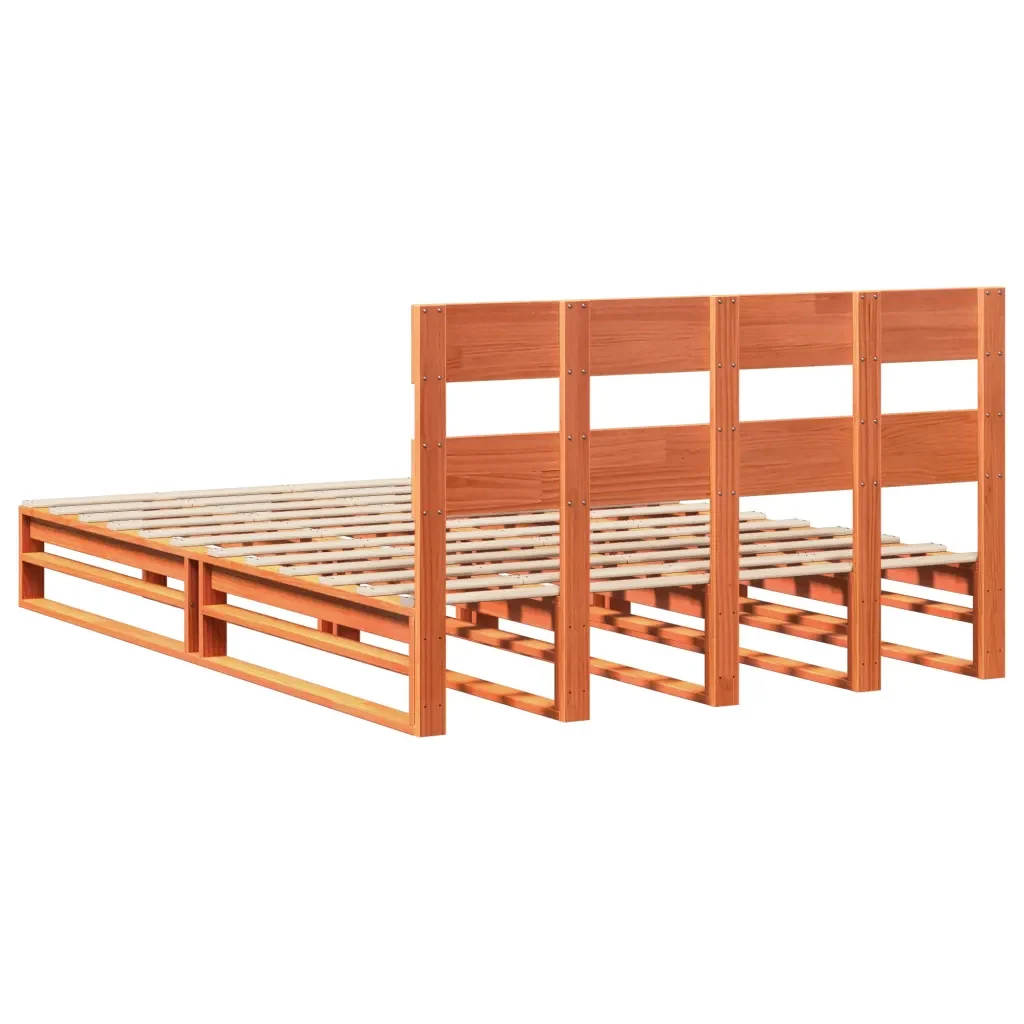 Letto matrimoniale | Letto per adulti | Giroletto senza Materasso Marrone Cera 140x200cm Massello Pino - Image 8