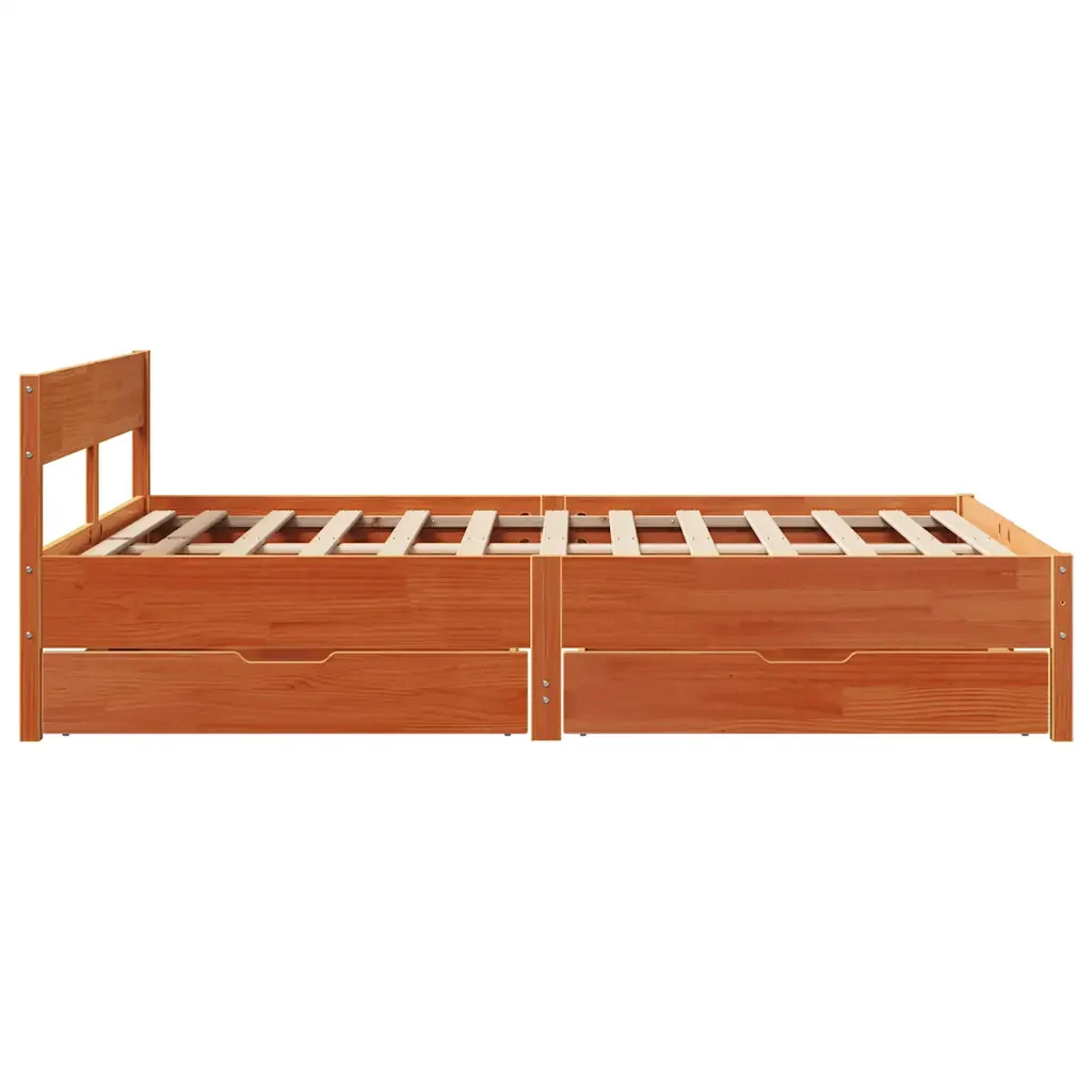 Letto matrimoniale | Letto per adulti | Giroletto senza Materasso Marrone Cera 140x200cm Massello Pino - Image 7