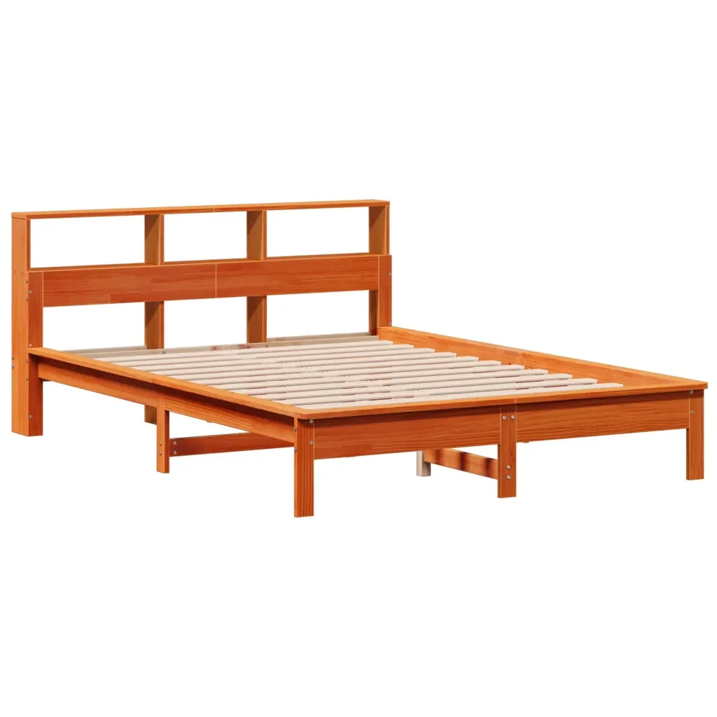 Letto matrimoniale | Letto per adulti | Giroletto senza Materasso Marrone Cera 140x200cm Massello Pino - Image 4