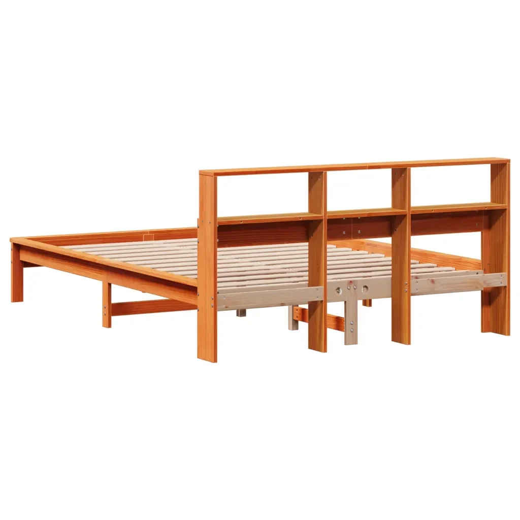 Letto matrimoniale | Letto per adulti | Giroletto senza Materasso Marrone Cera 140x200cm Massello Pino - Image 6