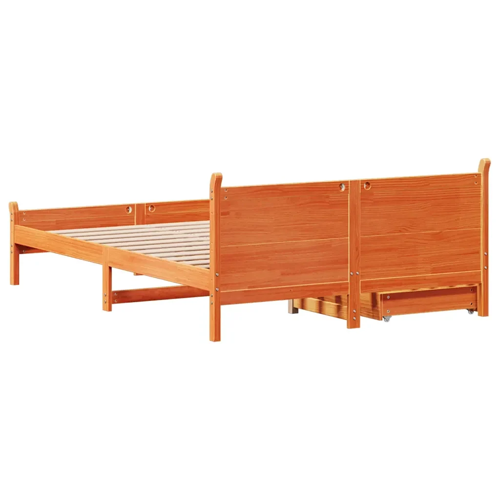 Letto matrimoniale | Letto per adulti | Giroletto senza Materasso Marrone Cera 140x200cm Massello Pino - Image 8