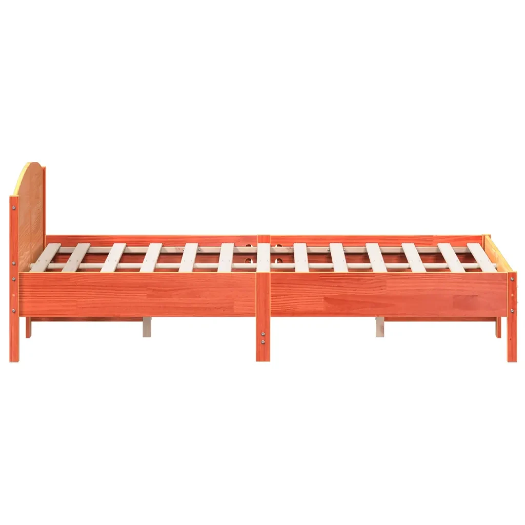 Letto matrimoniale | Letto per adulti | Giroletto senza Materasso Marrone Cera 150x200 cm Legno di Pino - Image 5