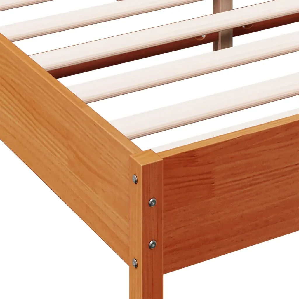 Letto matrimoniale | Letto per adulti | Giroletto senza Materasso Marrone Cera 150x200 cm Legno di Pino - Image 7