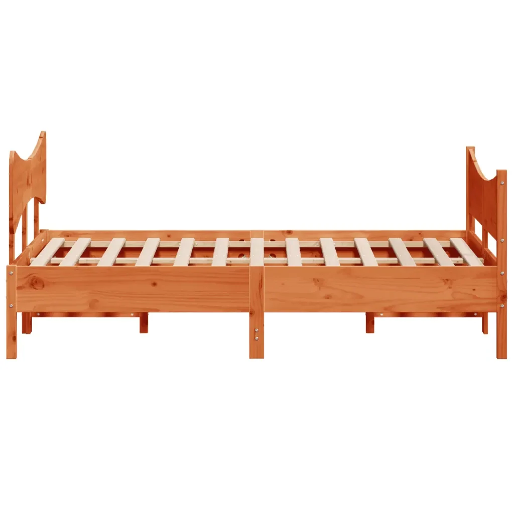 Letto matrimoniale | Letto per adulti | Giroletto senza Materasso Marrone Cera 150x200 cm Legno di Pino - Image 5