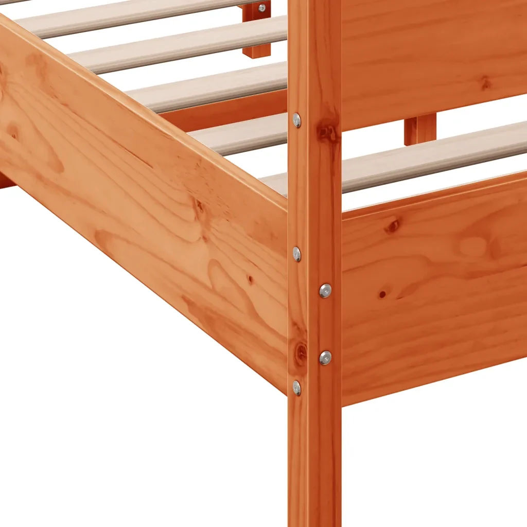 Letto matrimoniale | Letto per adulti | Giroletto senza Materasso Marrone Cera 150x200 cm Legno di Pino - Image 7