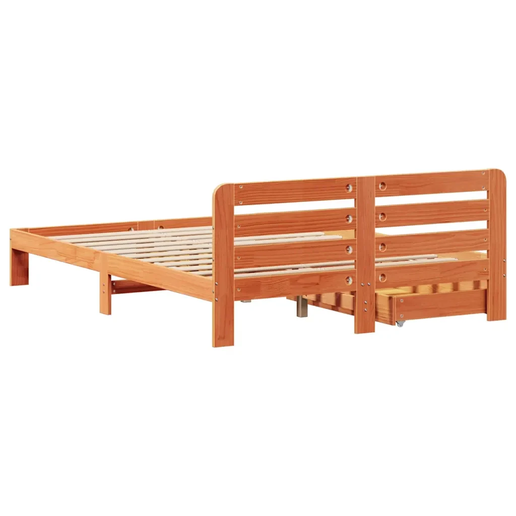 Letto matrimoniale | Letto per adulti | Giroletto senza Materasso Marrone Cera 150x200 cm Legno di Pino - Image 8