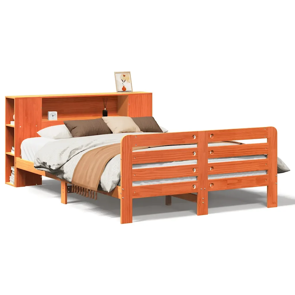 Letto matrimoniale | Letto per adulti | Giroletto senza Materasso Marrone Cera 150x200 cm Legno di Pino