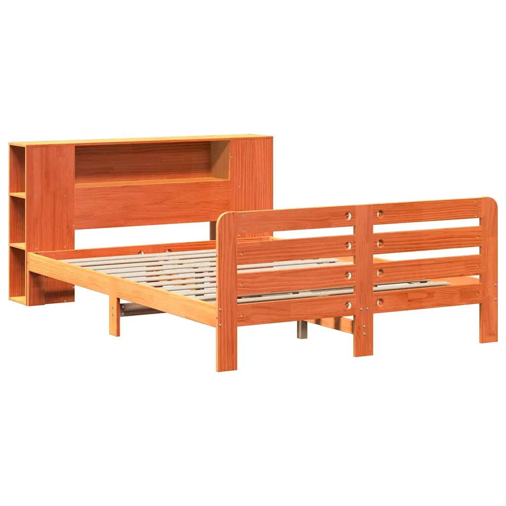 Letto matrimoniale | Letto per adulti | Giroletto senza Materasso Marrone Cera 150x200 cm Legno di Pino - Image 4