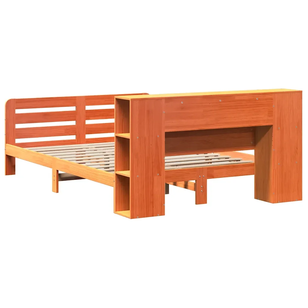 Letto matrimoniale | Letto per adulti | Giroletto senza Materasso Marrone Cera 150x200 cm Legno di Pino - Image 8
