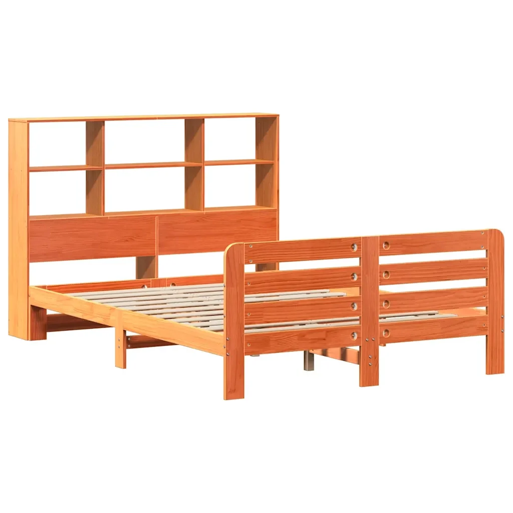 Letto matrimoniale | Letto per adulti | Giroletto senza Materasso Marrone Cera 150x200 cm Legno di Pino - Image 3