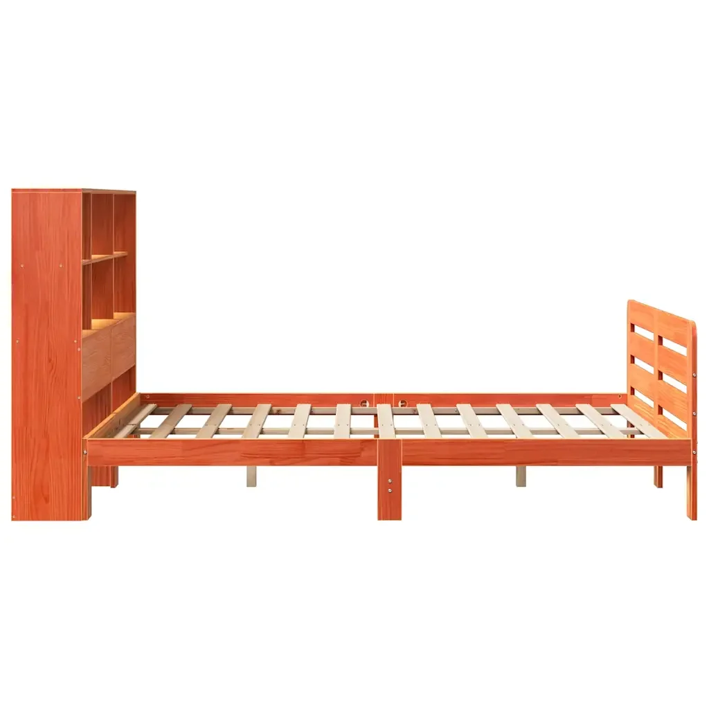 Letto matrimoniale | Letto per adulti | Giroletto senza Materasso Marrone Cera 150x200 cm Legno di Pino - Image 5