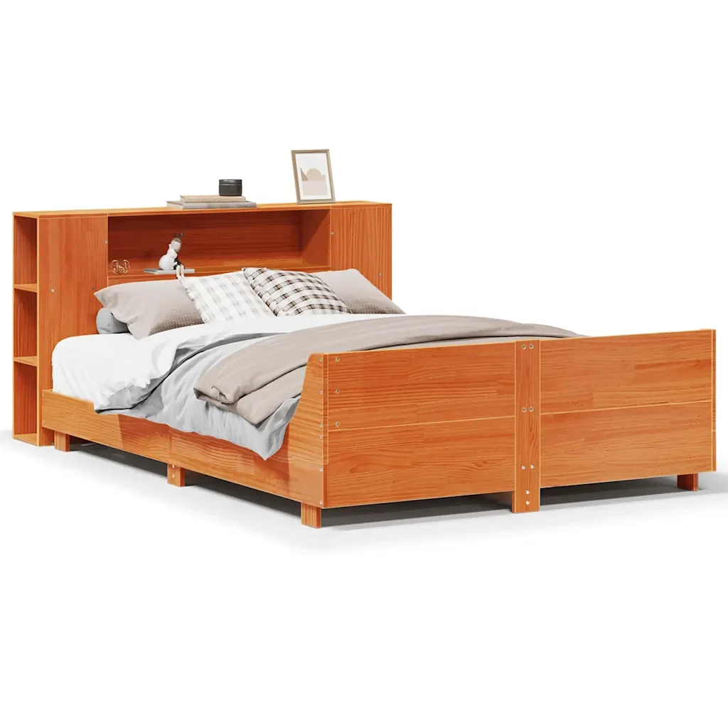 Letto matrimoniale | Letto per adulti | Giroletto senza Materasso Marrone Cera 150x200 cm Legno di Pino