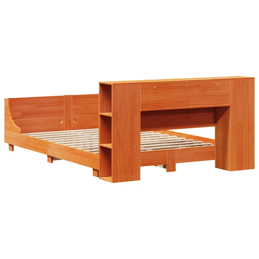 Letto matrimoniale | Letto per adulti | Giroletto senza Materasso Marrone Cera 150x200 cm Legno di Pino - Image 8