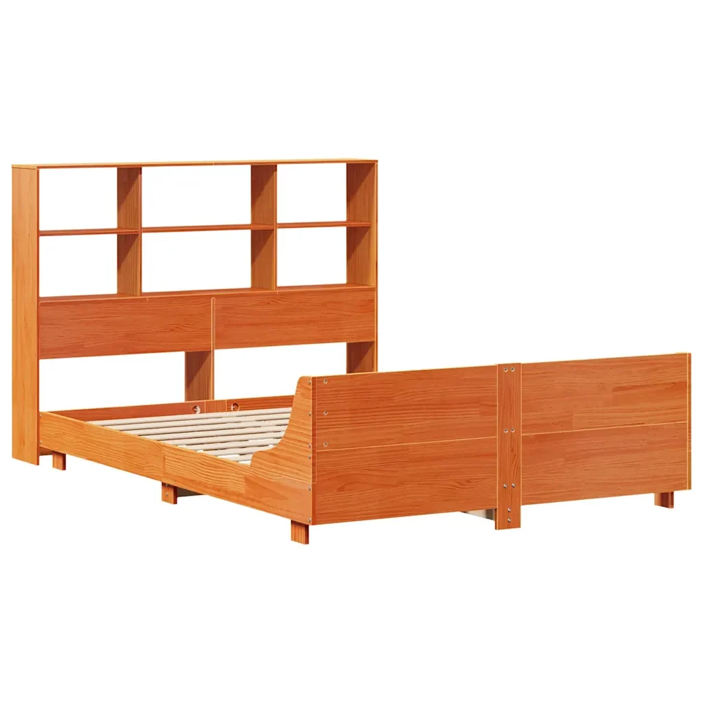 Letto matrimoniale | Letto per adulti | Giroletto senza Materasso Marrone Cera 150x200 cm Legno di Pino - Image 4