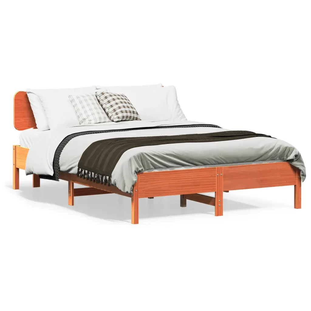 Letto matrimoniale | Letto per adulti | Giroletto senza Materasso Marrone Cera 150x200 cm Legno di Pino