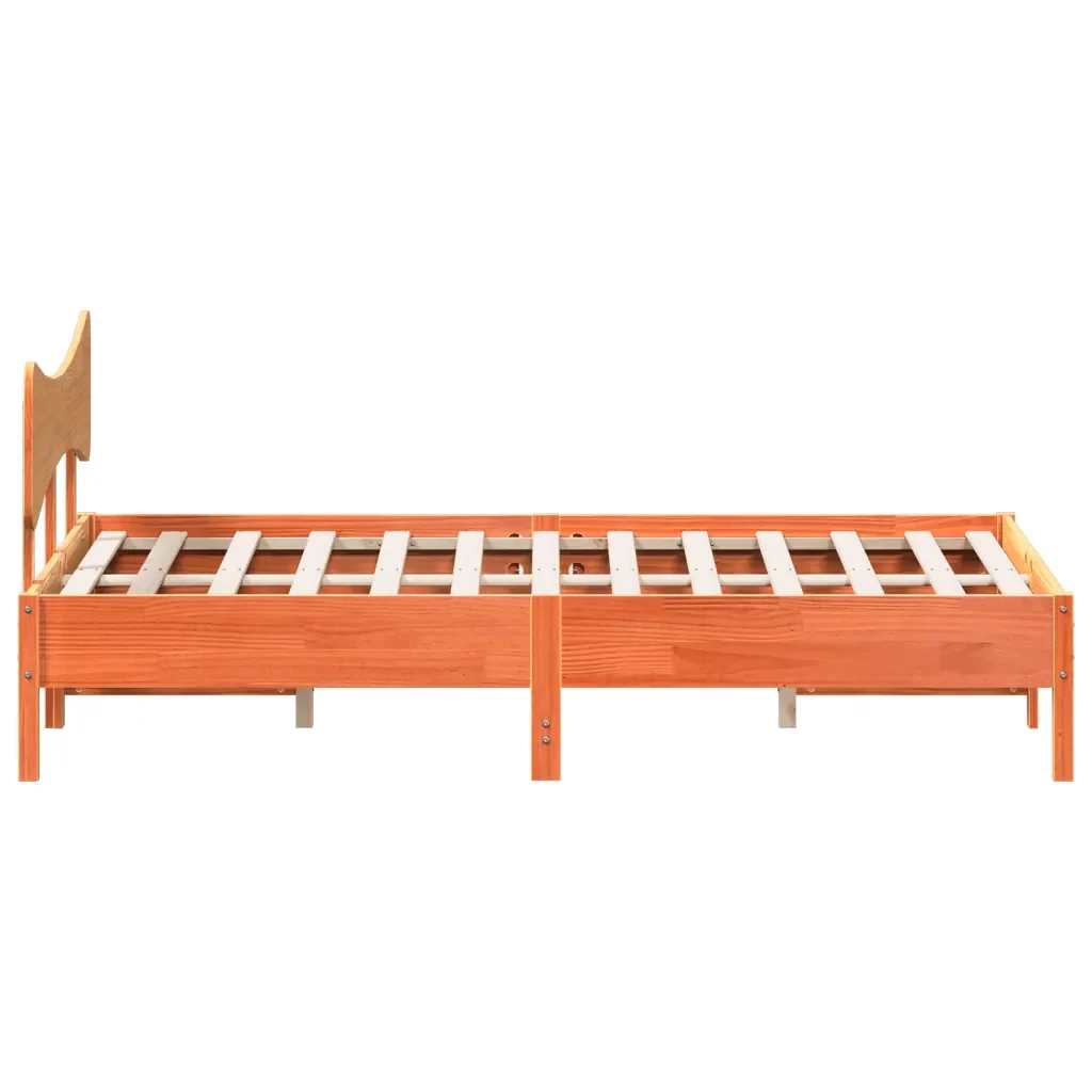 Letto matrimoniale | Letto per adulti | Giroletto senza Materasso Marrone Cera 150x200 cm Legno di Pino - Image 7