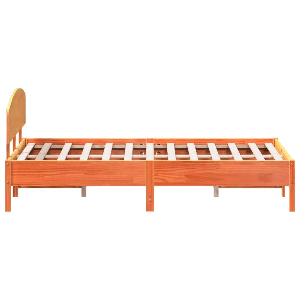Letto matrimoniale | Letto per adulti | Giroletto senza Materasso Marrone Cera 150x200 cm Legno di Pino - Image 5