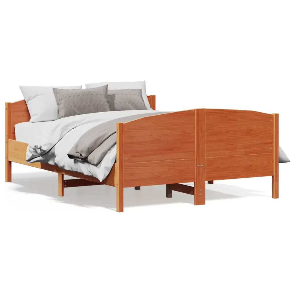 Letto matrimoniale | Letto per adulti | Giroletto senza Materasso Marrone Cera 150x200 cm Legno di Pino