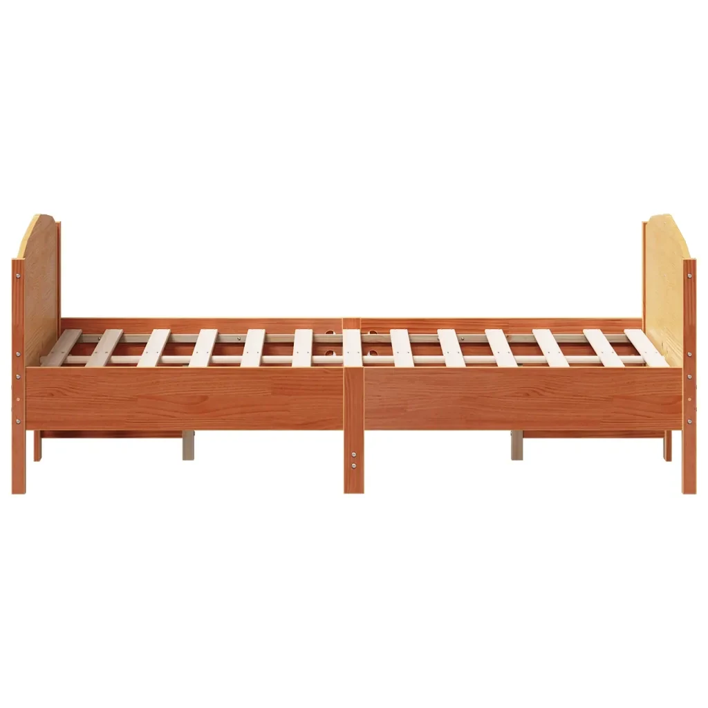 Letto matrimoniale | Letto per adulti | Giroletto senza Materasso Marrone Cera 150x200 cm Legno di Pino - Image 5