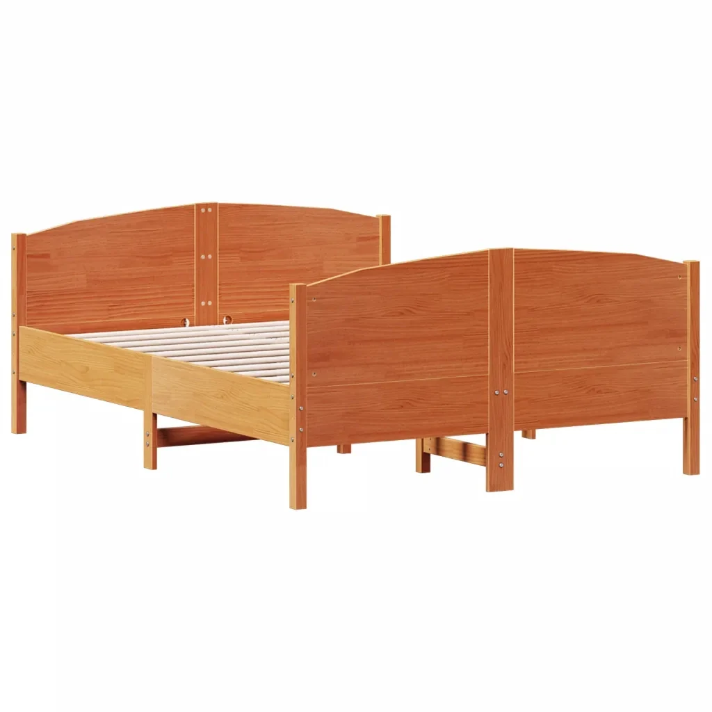 Letto matrimoniale | Letto per adulti | Giroletto senza Materasso Marrone Cera 150x200 cm Legno di Pino - Image 6