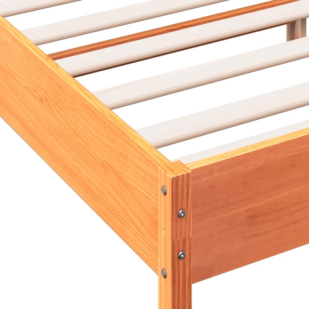 Letto matrimoniale | Letto per adulti | Giroletto senza Materasso Marrone Cera 160x200 cm Legno di Pino - Image 7