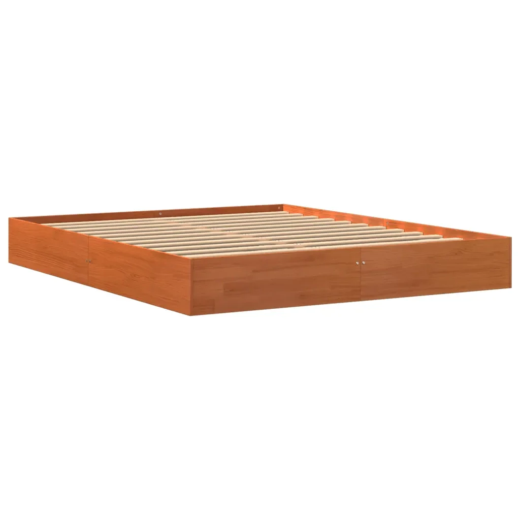 Letto matrimoniale | Letto per adulti | Giroletto senza Materasso Marrone Cera 160x200 cm Legno di Pino - Image 3