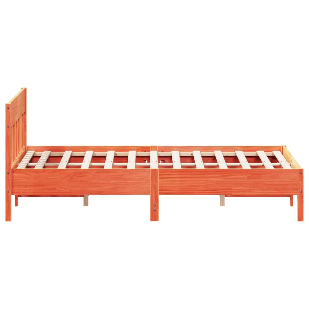 Letto matrimoniale | Letto per adulti | Giroletto senza Materasso Marrone Cera 160x200 cm Legno di Pino - Image 5