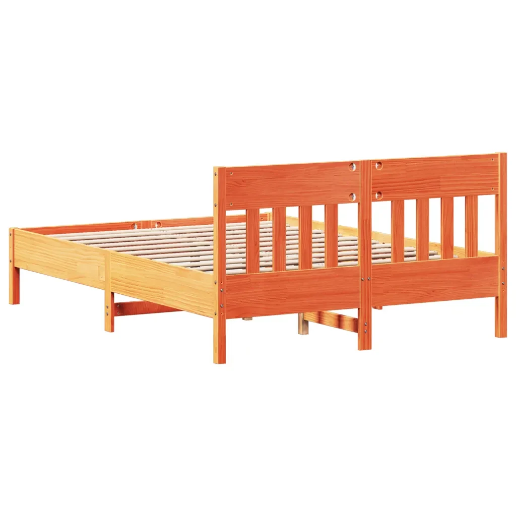 Letto matrimoniale | Letto per adulti | Giroletto senza Materasso Marrone Cera 160x200 cm Legno di Pino - Image 6