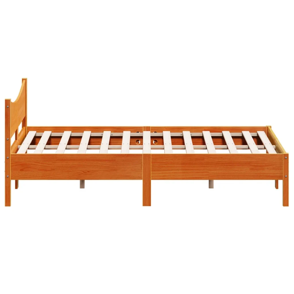 Letto matrimoniale | Letto per adulti | Giroletto senza Materasso Marrone Cera 160x200 cm Legno di Pino - Image 5