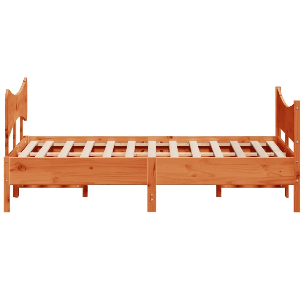 Letto matrimoniale | Letto per adulti | Giroletto senza Materasso Marrone Cera 160x200 cm Legno di Pino - Image 5