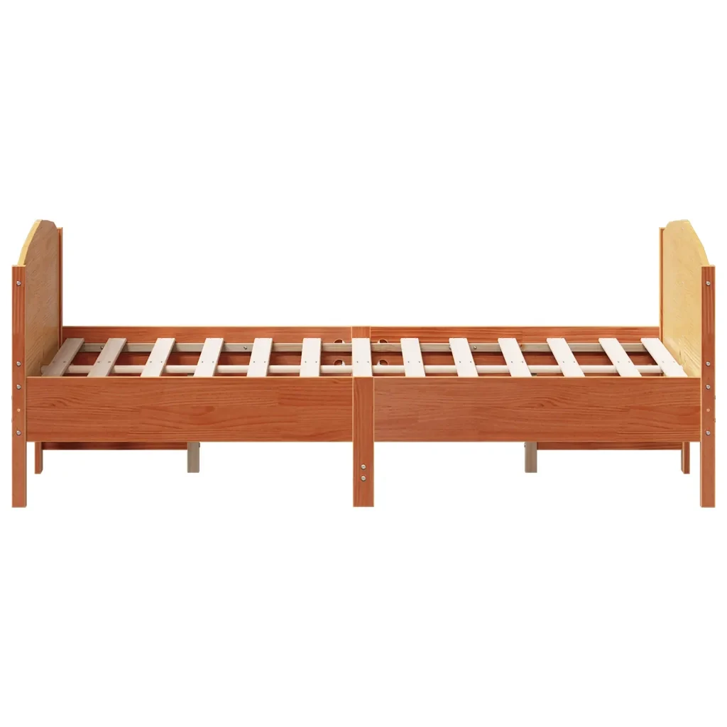 Letto matrimoniale | Letto per adulti | Giroletto senza Materasso Marrone Cera 160x200 cm Legno di Pino - Image 5